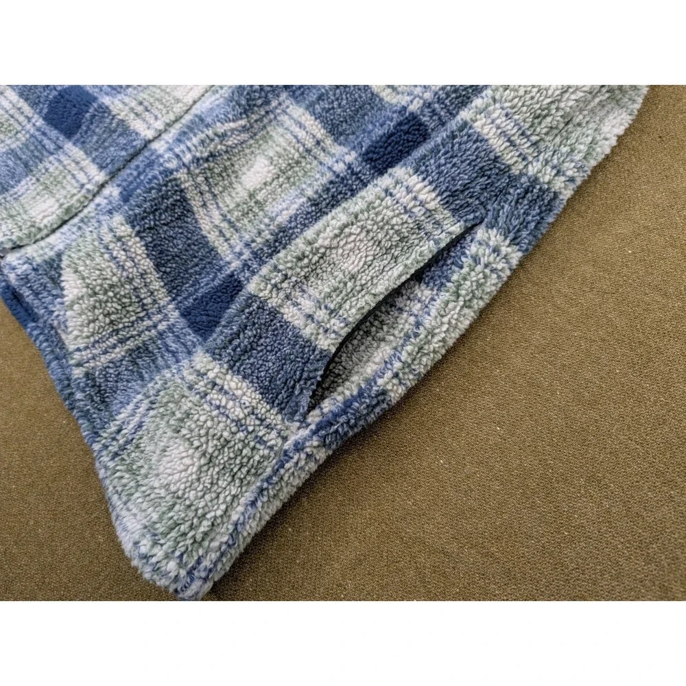 Vintage 90s Kelly Sport Men's Large Plaid Fleece Vest Jacket Zip Up Canada -read
